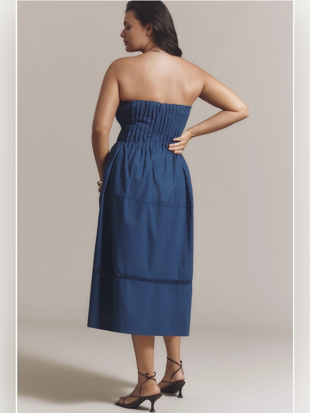 Anthropologie Cotton Poplin Strapless Midi Dress - Small - Picture 6 of 11